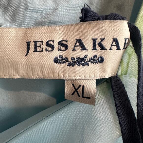 Jessakae Petal Dress XL Tiered Chiffon Floral Blue Green - Picture 4 of 14